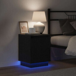 Berkfield Modern Bedside Cabinet With Led Lights Black 39X34,5X50 Cm - thumbnail 4