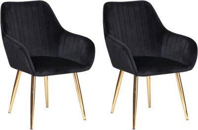 Hygrad Built to Survive Set Of 2 Velvet Dining Chairs With Gold Legs - Soft Padded Chairs For Home, Restaurant, Cafe, Office - image 1