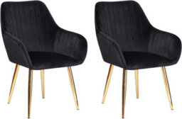 Hygrad Built to Survive Set Of 2 Velvet Dining Chairs With Gold Legs - Soft Padded Chairs For Home, Restaurant, Cafe, Office - thumbnail 1