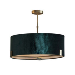 Luminosa Lighting Luminosa Hayfield Multi Arm Pendant Light Matt Antique Brass Plate, Green Velvet