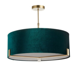 Luminosa Lighting Luminosa Hayfield Multi Arm Pendant Light Matt Antique Brass Plate, Green Velvet - thumbnail 6