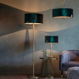 Luminosa Lighting Luminosa Hayfield Multi Arm Pendant Light Matt Antique Brass Plate, Green Velvet - thumbnail 4