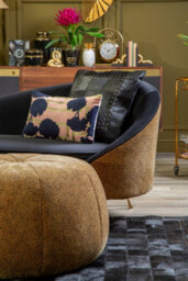 Orsina Bosie Safira Black Hair On Leather Patchwork Cushion - thumbnail 2