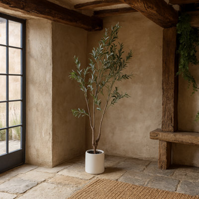 Wyld Haus 210Cm Artificial Olive Tree In White Ceramic Pot - image 1