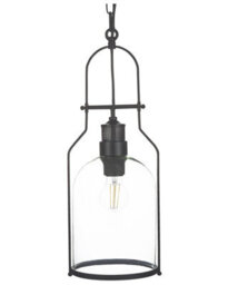 Beliani Pendant Lamp - Black Iron Frame, 166 Cm Cord Drop, Clear Glass Shade - thumbnail 2