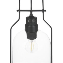 Beliani Pendant Lamp - Black Iron Frame, 166 Cm Cord Drop, Clear Glass Shade - thumbnail 6