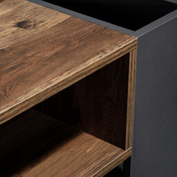 Btm Wood Grain Coffee Table With Handleless Drawer & Dual Storage Compartments, Multi-Side Storage, For Office & Living Room - thumbnail 7