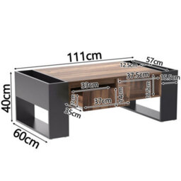 Btm Wood Grain Coffee Table With Handleless Drawer & Dual Storage Compartments, Multi-Side Storage, For Office & Living Room - thumbnail 6
