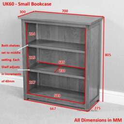 The Furniture Market London Essentials Oak Small Low Compact Adjustable 3 Shelf Bookcase - thumbnail 8
