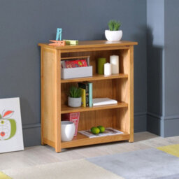 The Furniture Market London Essentials Oak Small Low Compact Adjustable 3 Shelf Bookcase - thumbnail 3