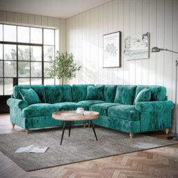 Alfie Emerald Large 2X2 Corner Sofa For Living Room - Fully Assembled By Roseland Furniture - thumbnail 2