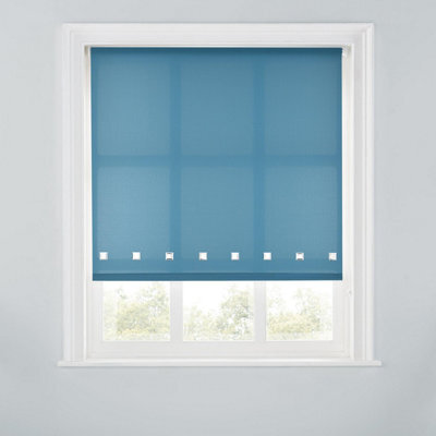 A.unique Home Premium Quality Trimmable Square Eyelet Window Roller Blind - 5Ft - Blue Stone - 150Cm (W) X 170Cm (L) - image 1