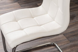 Furniturebox Uk Leonardo Glass And Chrome Metal Dining Table And 6 White Murano Faux Leather Chairs - thumbnail 7