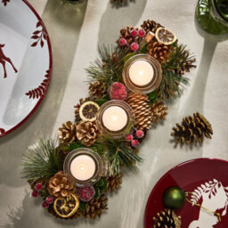 Dibor Citrus Spice Triple Table Centrepiece Christmas Decoration Candle Holder Tealight Holder 39Cm - thumbnail 2