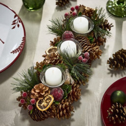 Dibor Citrus Spice Triple Table Centrepiece Christmas Decoration Candle Holder Tealight Holder 39Cm