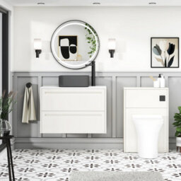 Royal Bathrooms Royal Bathroom Elmore 800mm Classic White Wall Mounted Countertop Bathroom Vanity Unit 2 Drawer With Art Square Basin - thumbnail 5