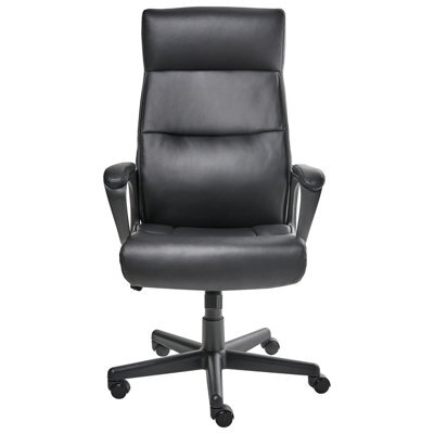 Wyld And Coco Executive Office Chair Black Faux Leather Swivel, Adjustable Height And Armrests For Home Office - image 1