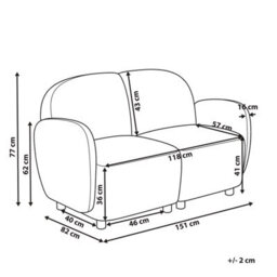 Beliani Sofa 2 Seater Jule Boucle Off-White - thumbnail 3