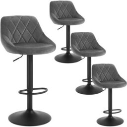4X Adjustable Breakfast Bar Stools  Dark Gray