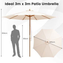 Costway 3M Patio Sunshade Umbrella 8-Rib Outdoor Table Market Umbrella - thumbnail 3