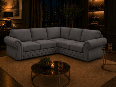 Rio Swan Chesterfield Sofa Grey Corner Sofa