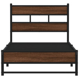 Berkfield Metal Bed Frame Without Mattress Brown Oak 107X203 Cm - thumbnail 4