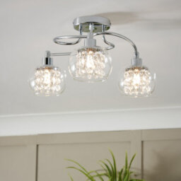 Inlight Roma Beaded Glass & Steel Transparent Chrome Effect 3 Lamp Led Ceiling Light - thumbnail 1