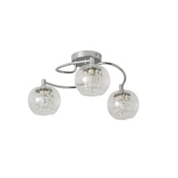 Inlight Roma Beaded Glass & Steel Transparent Chrome Effect 3 Lamp Led Ceiling Light - thumbnail 5