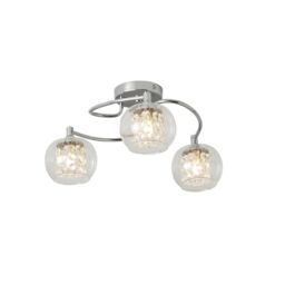 Inlight Roma Beaded Glass & Steel Transparent Chrome Effect 3 Lamp Led Ceiling Light - thumbnail 4