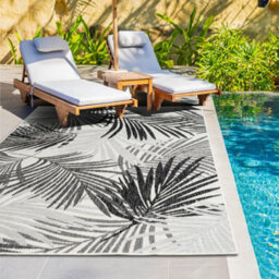 Homeart Outdoor Indoor Rug, Easy Clean, Uv Weather Resistant Rug For Patio, Gardenpalm Black, Grey,180X270Cm - thumbnail 2