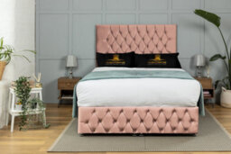 UKBEDFURNITURE Monaco Plush Pink End Opening Divan Ottoman Bed With 54 Inch Headboard - thumbnail 2
