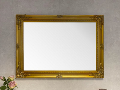 Downton Interiors Large Antique Gold Wood Frame Wall Mirror 90Cm - image 1