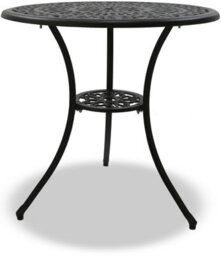 Homeology Positano Black Outdoor Garden Patio Table And 2 Large Chairs With Armrests Cast Aluminium Bistro Set - thumbnail 3