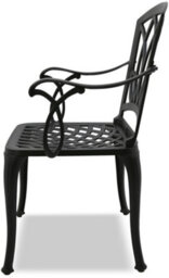 Homeology Positano Black Outdoor Garden Patio Table And 2 Large Chairs With Armrests Cast Aluminium Bistro Set - thumbnail 6