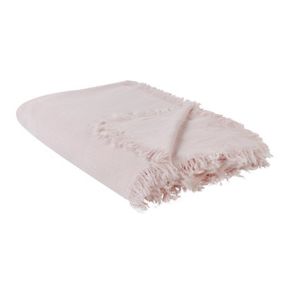 Beliani Bedspread Halpola Cotton 200 X 220 Cm Pink - image 1