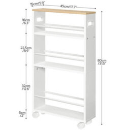 Kitchen Storage Trolley Rolling Cart 45X15X80Cm With Shelves - thumbnail 2