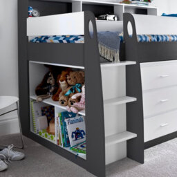 Bedmaster Erin Grey And White Mid Sleeper Bed With Desk And Memory Foam Mattress - thumbnail 5