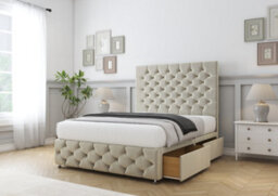 "Comfort Florida Cream Plush Divan Bed Base 2 Drawers Left Side - 26"" Strutted  & 12"" Footboard 4' Small Double" - thumbnail 5