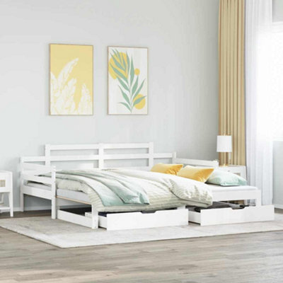 Berkfield Daybed With Trundle And Drawers Without Mattress White 90X200 Cm - image 1