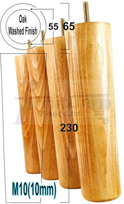 L&F Turned Wood Legs Oak Wash 230mm High Set Of 4 Replacement Furniture Bun Feet Settee Chairs Sofas Footstools M10 Pkc148 - image 1