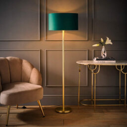 Valuelights Charles Gold Floor Lamp With Green Velvet & Metallic Shade - thumbnail 5