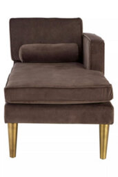 Orsina Velvet Upholstered Grey Velvet And Left Arm Chaise Lounge, Luxirous Chaise Lounge, Slim Chaise For Relaxing - thumbnail 4
