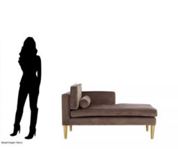 Orsina Velvet Upholstered Grey Velvet And Left Arm Chaise Lounge, Luxirous Chaise Lounge, Slim Chaise For Relaxing - thumbnail 9