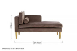 Orsina Velvet Upholstered Grey Velvet And Left Arm Chaise Lounge, Luxirous Chaise Lounge, Slim Chaise For Relaxing - thumbnail 8