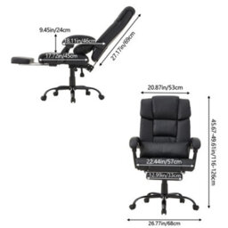 Living And Home Swivel & Height Adjustable Black Office Chair With High Back - thumbnail 5