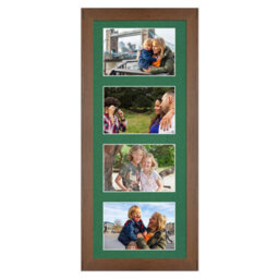 AK Frames 50X20Cm Walnut Modern Multi Photo Frame With Emerald Mount - Holds 4 Apertures (4X) 6X4 Photos - thumbnail 1