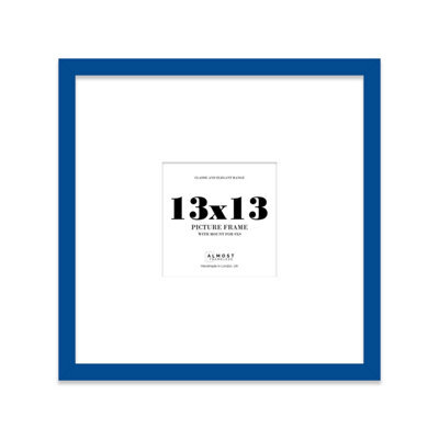 "13X13"" Blue Picture Frame - 13X13"" Square Frame With 9X9"" Mount For 13X13""/9X9"" Pictures Art Deco Style Room Decor, 1 Pack" - image 1
