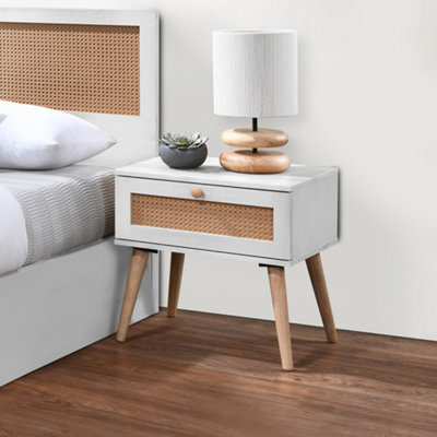 French Style Frances Rattan White Wooden 1 Drawer Bedside/nightstand - image 1