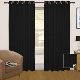 "Homescapes Black Thermal Blackout Eyelet Curtain Pair, 66 X 72"""