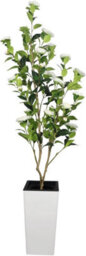 London Boutique 150 Cm Artificial Camellia Tree, Tall White Planter, Faux Flower Tree, Indoor Outdoor Decor, Entryway Living Room